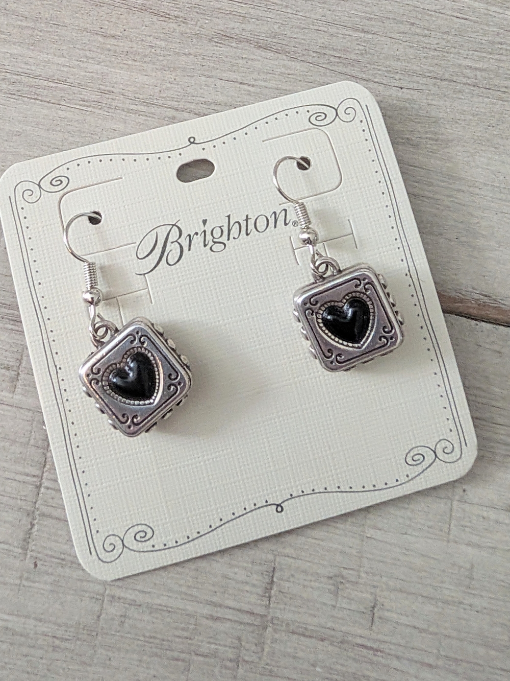 retired Brighton Lenox Silver Square Dangle Earrings